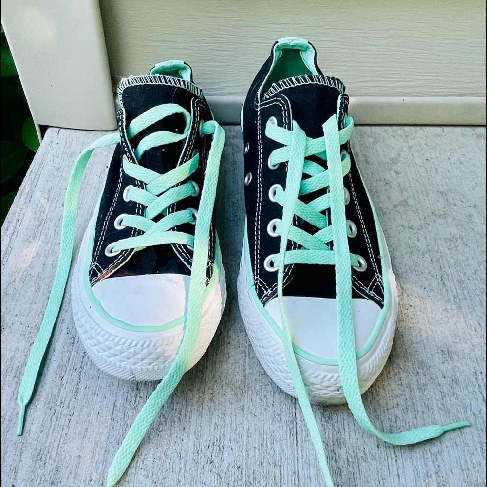 Size 6 - Converse All Star Black Double Tongue Lo Tops Fashion Sneakers Shoes